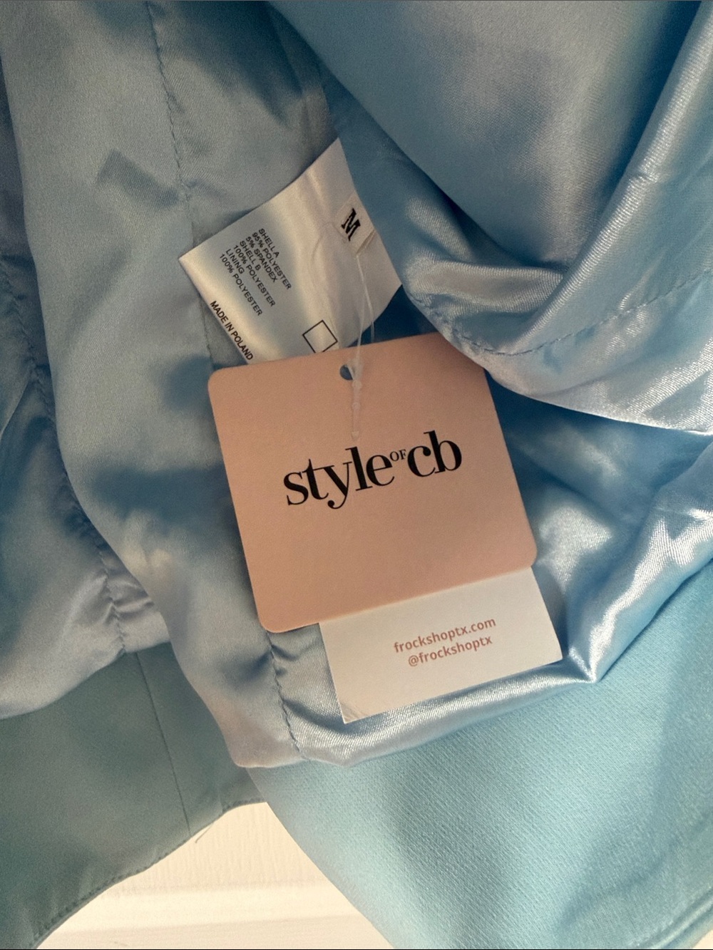 Style Of CB Light Blue Strapless Mini Dress with Rosette Detail - Picture 5 of 9